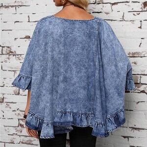 Feminine Ruffle Hem Denim Jacket – Chic Cropped Statement Layer